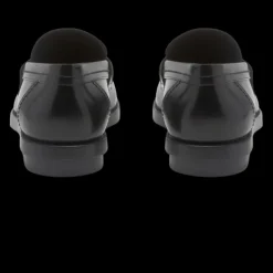 Mocassins ALEXANDER MCQUEEN Seal cuir noir/vert-de-gris logo métal