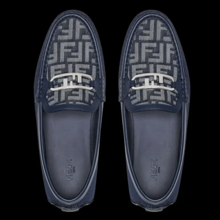 Mocassins driver Fendi O’Lock Denim FF bleu