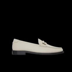 Mocassins SAINT LAURENT Cuir crème Semelle noire logo YSL Or