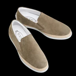 Mocassins TOD S Slip on cuir velours beige semelle corde