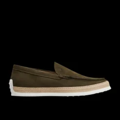 Mocassins TOD'S Slip on nubuck kaki semelle corde