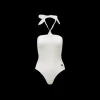MONCLER Maillot de bain une pièce blanc anneau lien cou