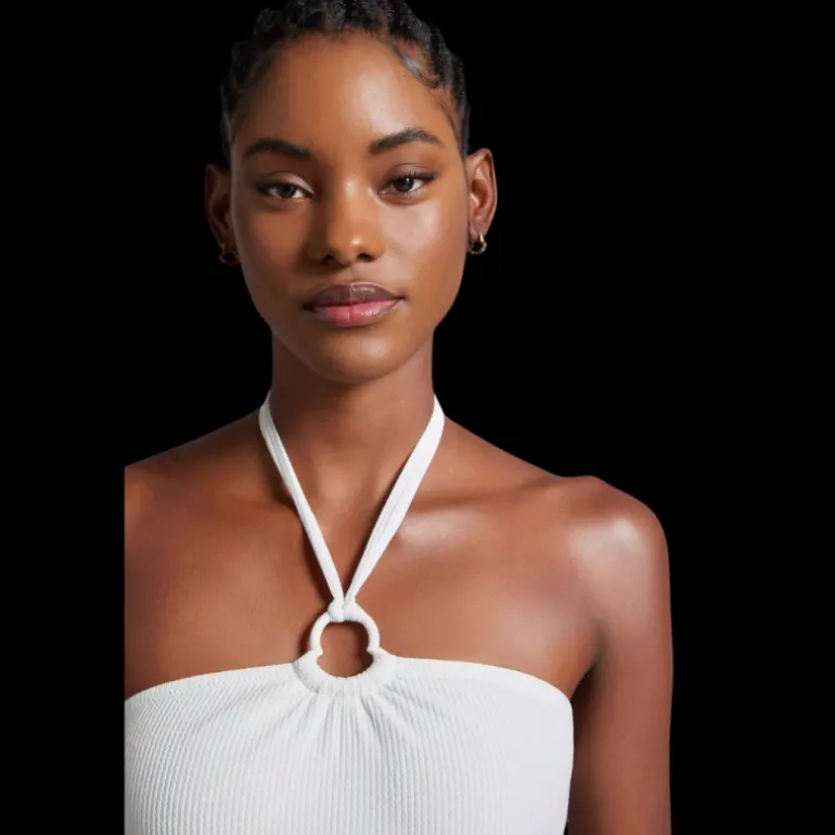 MONCLER Maillot de bain une pièce blanc anneau lien cou