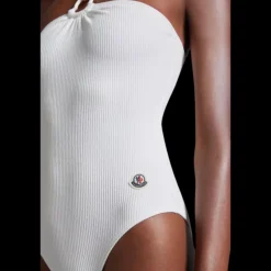 MONCLER Maillot de bain une pièce blanc anneau lien cou