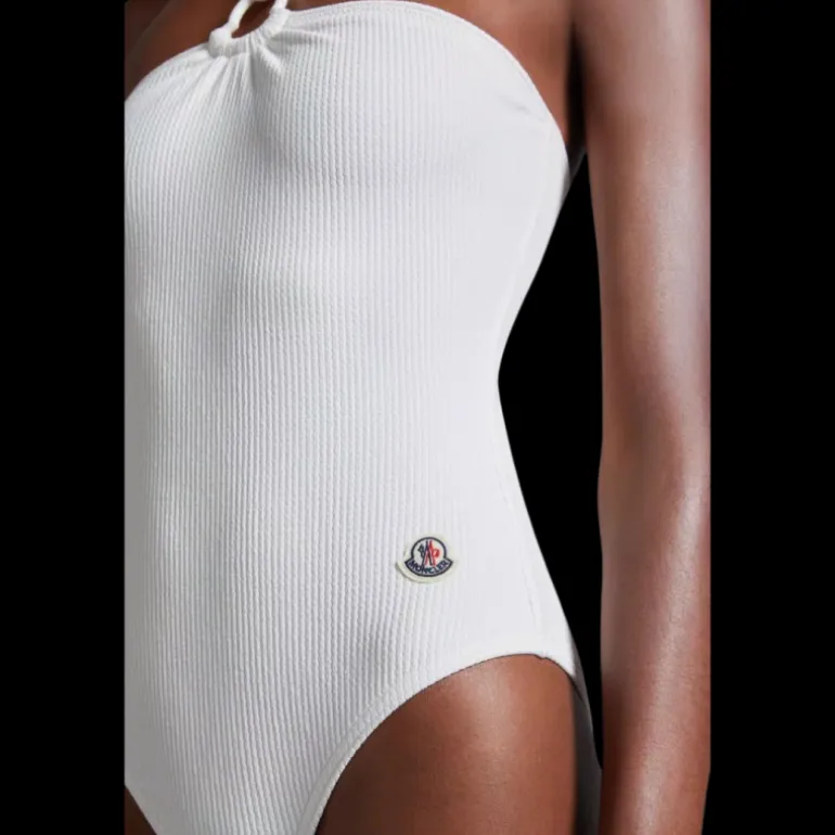 MONCLER Maillot de bain une pièce blanc anneau lien cou