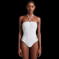 MONCLER Maillot de bain une pièce blanc anneau lien cou