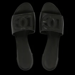 Mules talon DOLCE & GABBANA Bianca cuir noir logo DG ajouré
