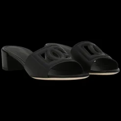 Mules talon DOLCE & GABBANA Bianca cuir noir logo DG ajouré