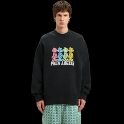 PALM ANGELS Sweat-shirt col rond Crossroads Bears coton noir oursons multicolores