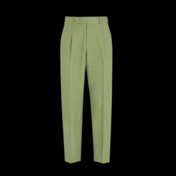 Pantalon à pince FENDI Lin vert clair broderie Fendi Roma