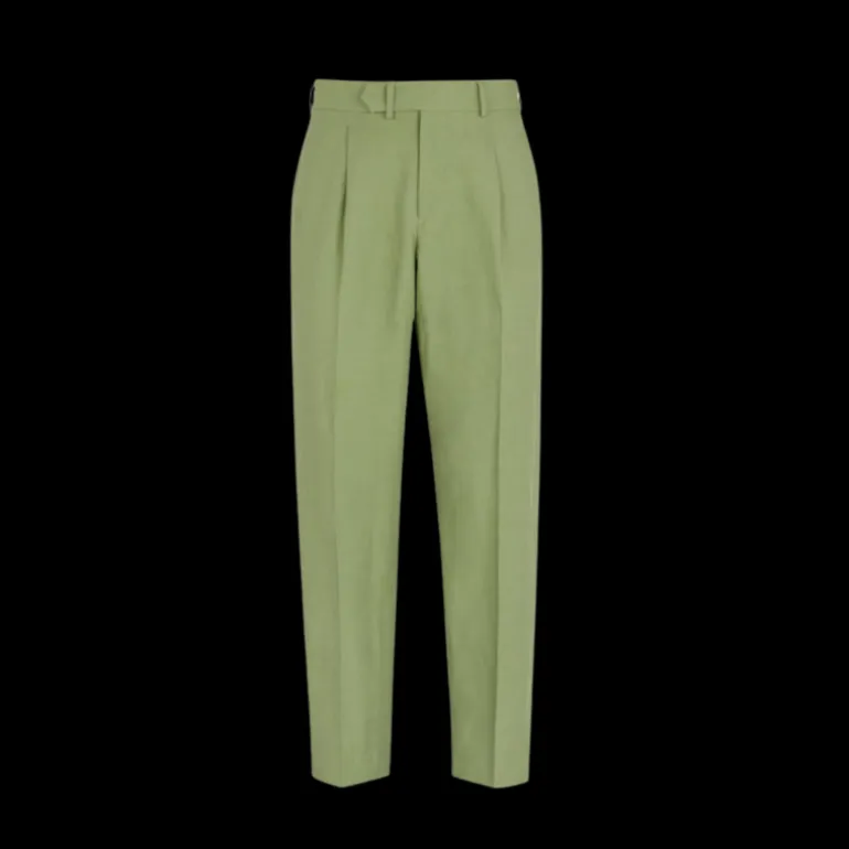 Pantalon à pince FENDI Lin vert clair broderie Fendi Roma