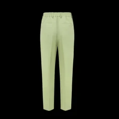 Pantalon à pince FENDI Lin vert clair broderie Fendi Roma