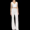Pantalon ALBERTA FERRETTI Sangallo coton blanc broderie fleurs franges
