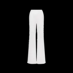 Pantalon ALBERTA FERRETTI Sangallo coton blanc broderie fleurs franges
