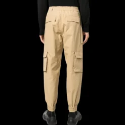 Pantalon ALEXANDER MCQUEEN cargo voile coton beige taille bas élastique poches