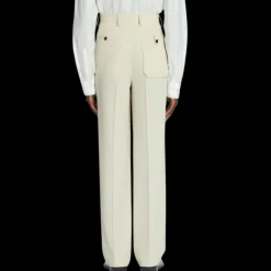 Pantalon ample LANVIN laine beige mastic