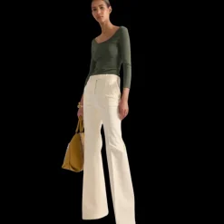 Pantalon BARBARA BUI Bootleg toile coton écru