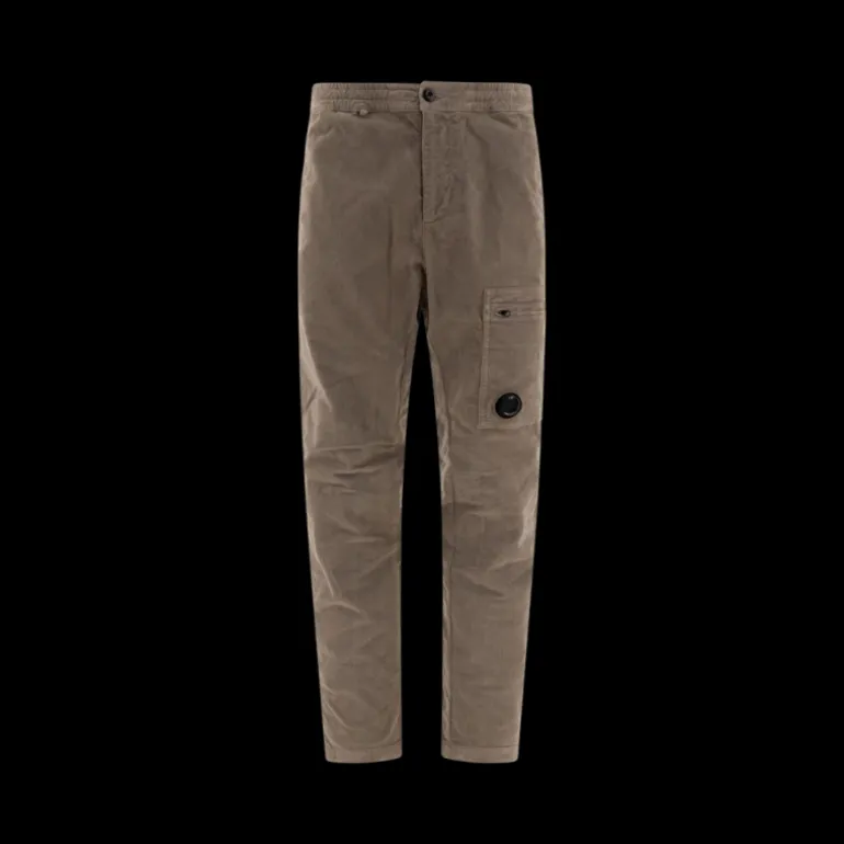 Pantalon cargo CP COMPANY en coton velours côtelé taupe beige poche lentille
