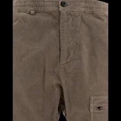 Pantalon cargo CP COMPANY en coton velours côtelé taupe beige poche lentille