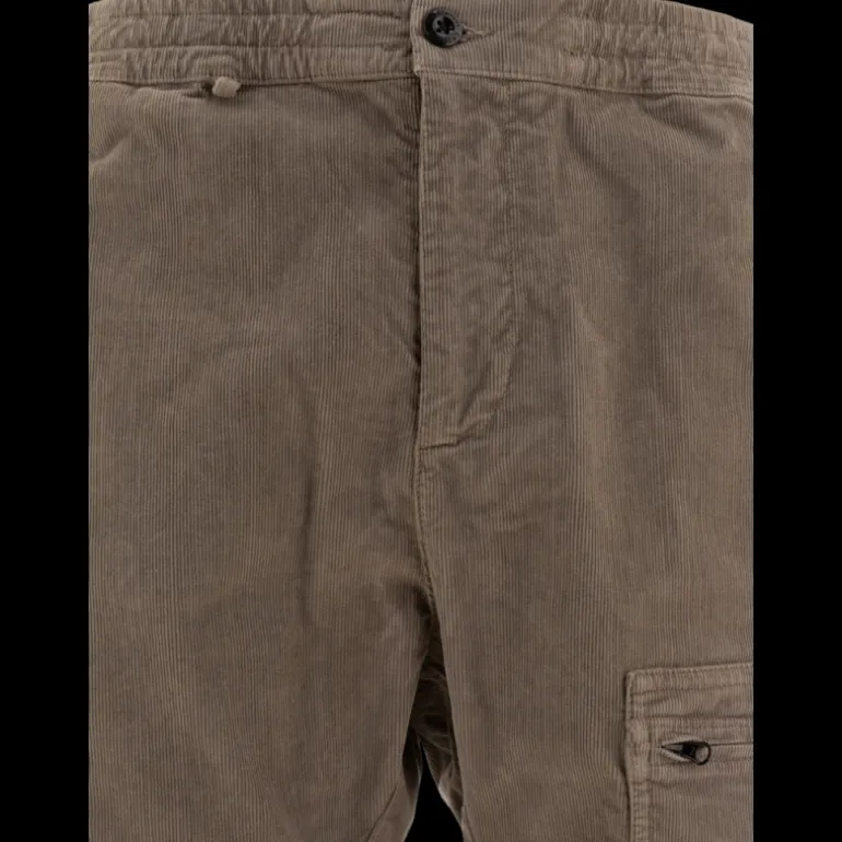 Pantalon cargo CP COMPANY en coton velours côtelé taupe beige poche lentille