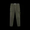 Pantalon cargo STONE ISLAND sergé de coton bio kaki délavé bas élastique