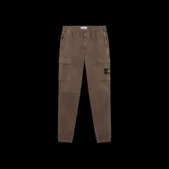 Pantalon cargo STONE ISLAND sergé de coton bio noisette délavé bas élastique