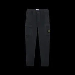 Pantalon cargo STONE ISLAND sergé de coton bio noir délavé bas élastique