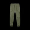 Pantalon cargo STONE ISLAND satin laine coton stretch kaki bas élastique