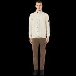 Pantalon cargo STONE ISLAND sergé de coton bio noisette délavé bas élastique