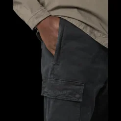 Pantalon cargo STONE ISLAND sergé de coton bio noir délavé bas élastique