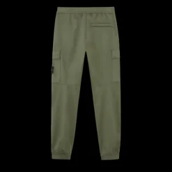 Pantalon cargo STONE ISLAND satin laine coton stretch kaki bas élastique