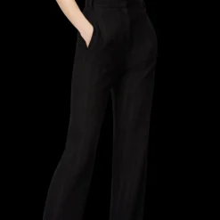 Pantalon carotte MISSONI laine viscose à motif zigzag ton sur ton noir