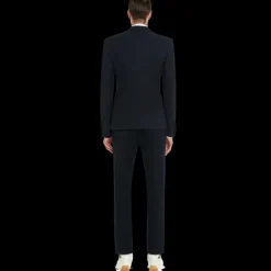 Pantalon Cigarette ALEXANDER MCQUEEN Ajusté coton bleu marine bouton métal