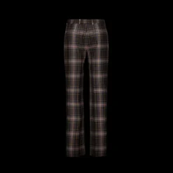Pantalon cigarette FENDI pince laine tartan marron jaune