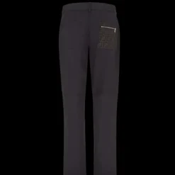 Pantalon cigarette FENDI gabardine coton noir poche zip FF