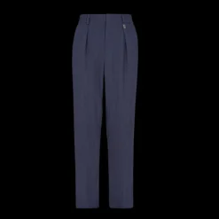 Pantalon cigarette FENDI viscose bleu marine logo O'Lock métal