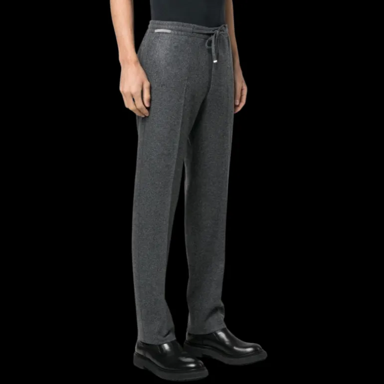 Pantalon CORNELIANI laine vierge gris taille élastique cordon