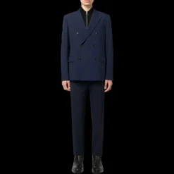 pantalon de costume ALEXANDER MCQUEEN coupe droite laine bleu marine