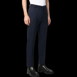 pantalon de costume ALEXANDER MCQUEEN coupe droite laine bleu marine