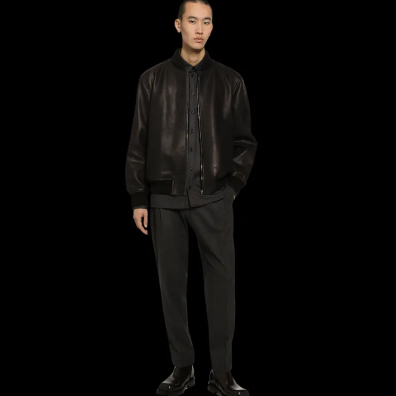 Pantalon de jogging DOLCE & GABBANA en flanelle laine vierge gris anthracite