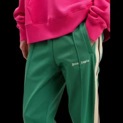 Pantalon de jogging PALM ANGELS nylon vert logo blanc bande beige
