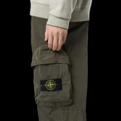Pantalon de jogging STONE ISLAND ECONYL® nylon kaki métal irisé