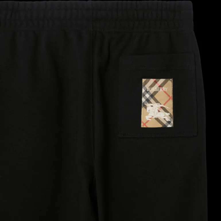 Pantalon de survêtement BURBERRY jogging coton noir patch check poche