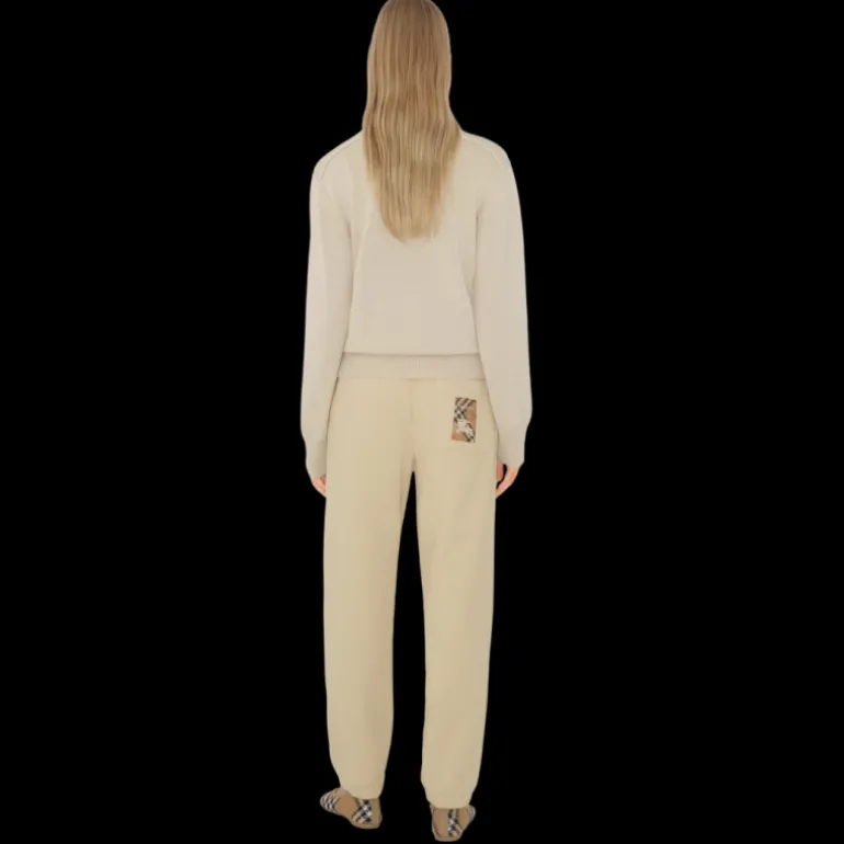 Pantalon de survêtement BURBERRY jogging coton beige patch check poche