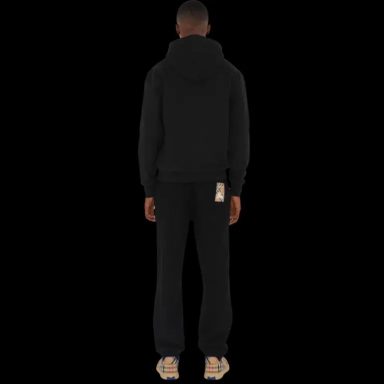 Pantalon de survêtement BURBERRY jogging coton noir patch check poche