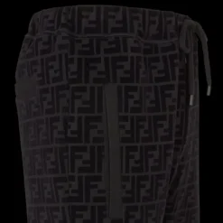 Pantalon de survêtement FENDI jogging coton noir velours FF noir
