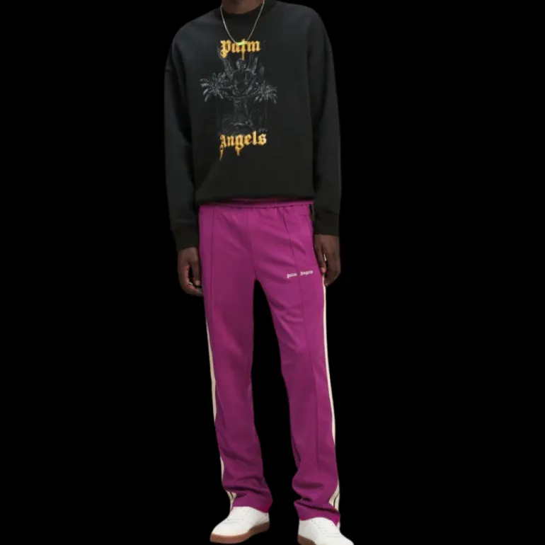 pantalon de survêtement jogging PALM ANGELS violet bande écrue logo