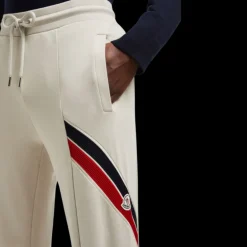 pantalon de survêtement MONCLER coton mélangé beige bordure tricolore