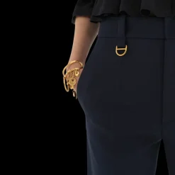Pantalon de tailleur CHLOE à plis droit laine stretch bleu nuit