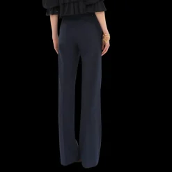 Pantalon de tailleur CHLOE à plis droit laine stretch bleu nuit